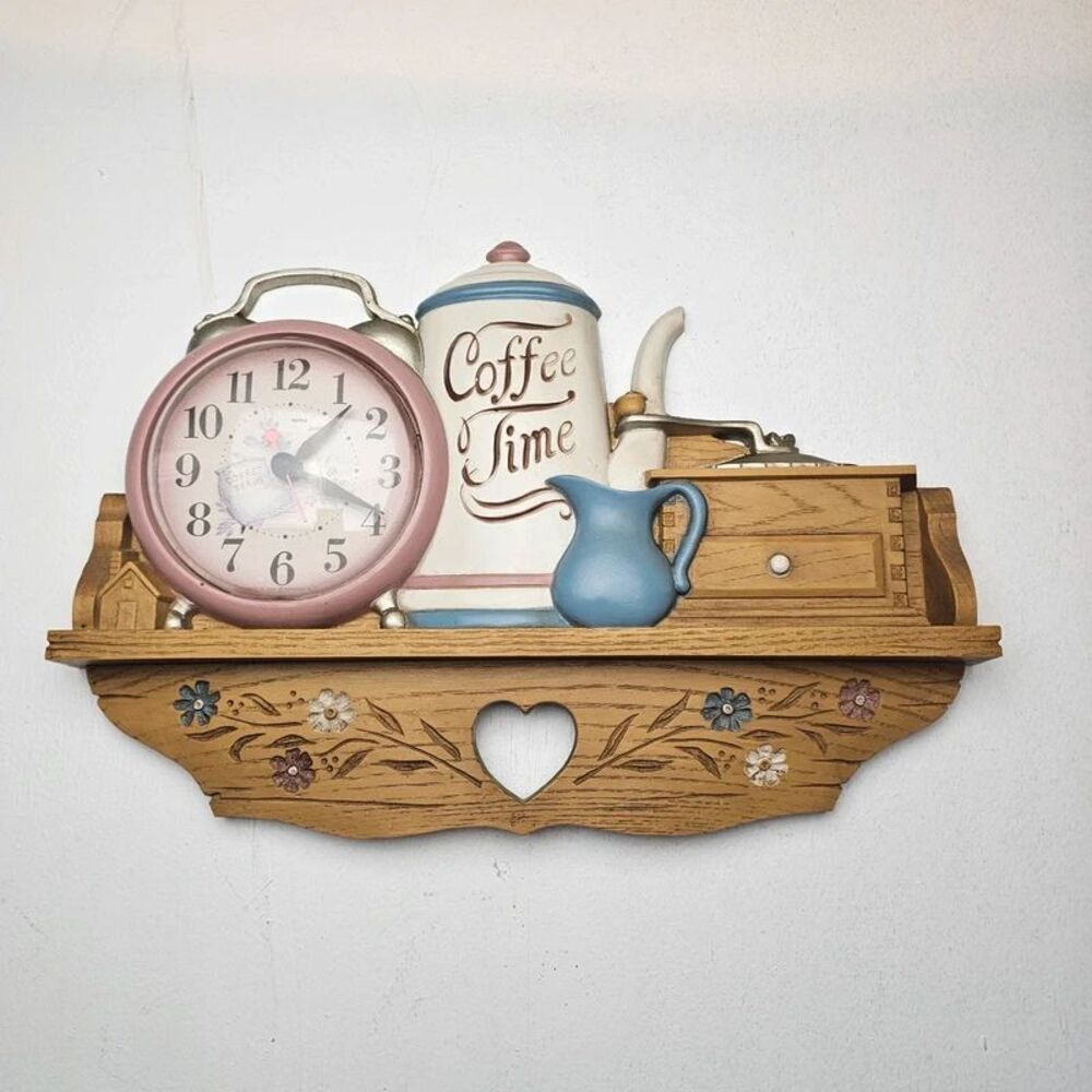 Vintage Burwood coffee time wall clock cottage core wall clock 1987 grandma core